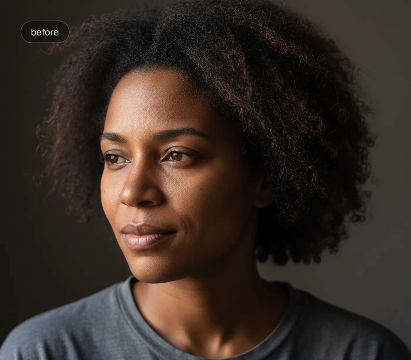Before: natural hair, no makeup