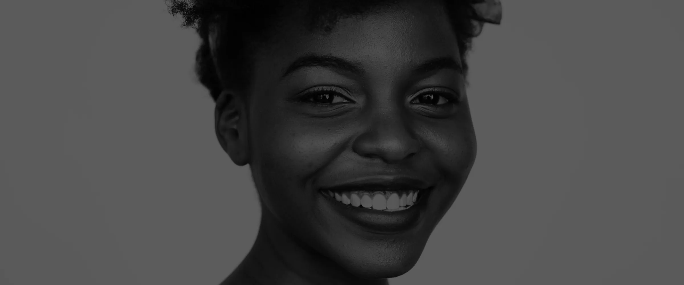 Smiling woman, black and white portrait