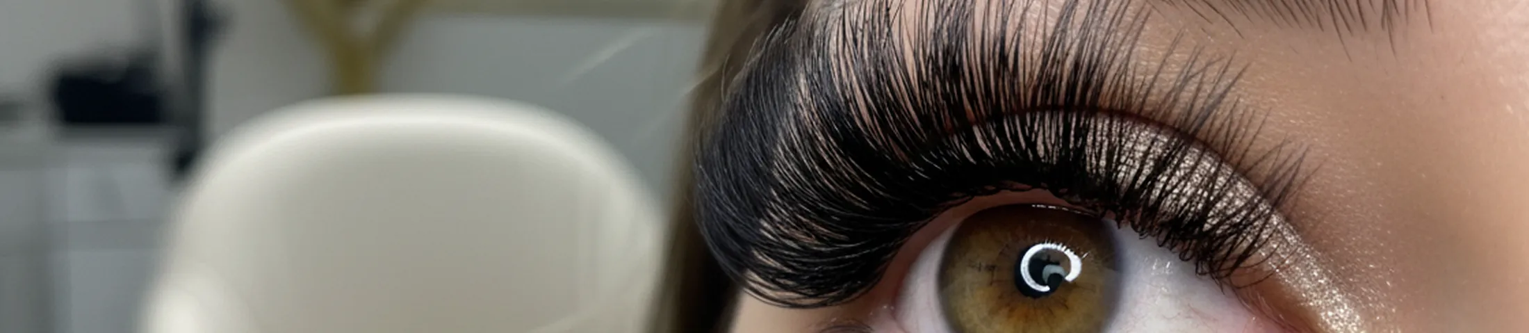Close-up of volume lash extensions