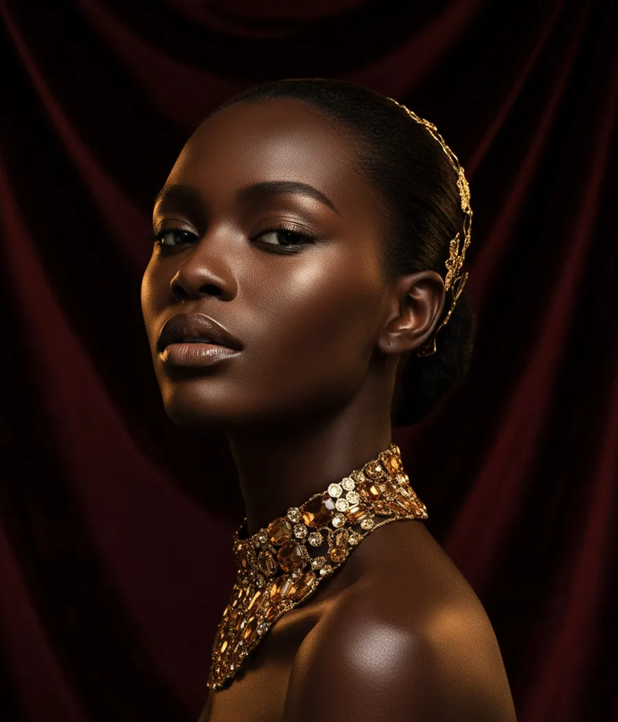 Portrait with a gold statement collar